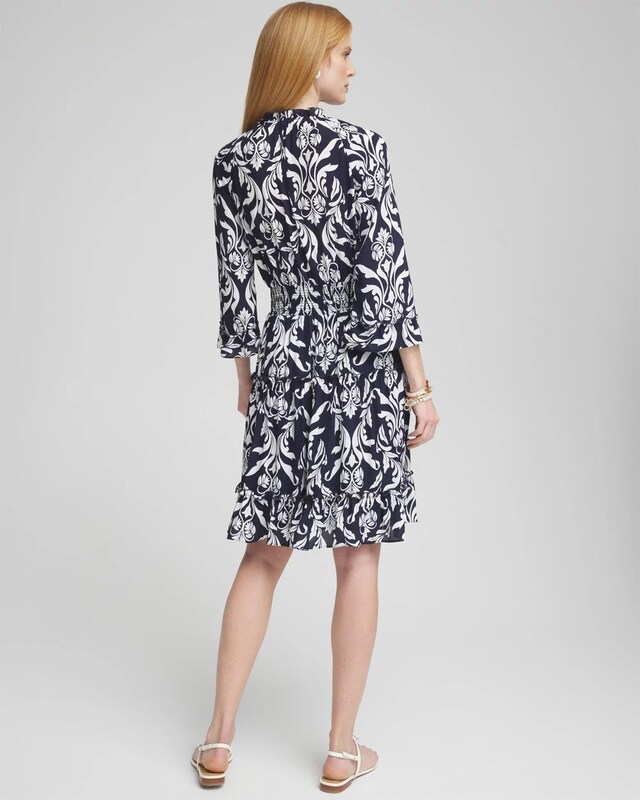 Scrolls Ruffle Bell Sleeve Dress - image 3